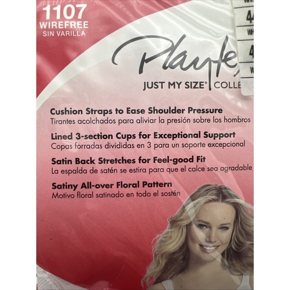 Playtex Just My Size Easy On Front Close Wire Free Bra Size 44C White NWT - Picture 3 of 5